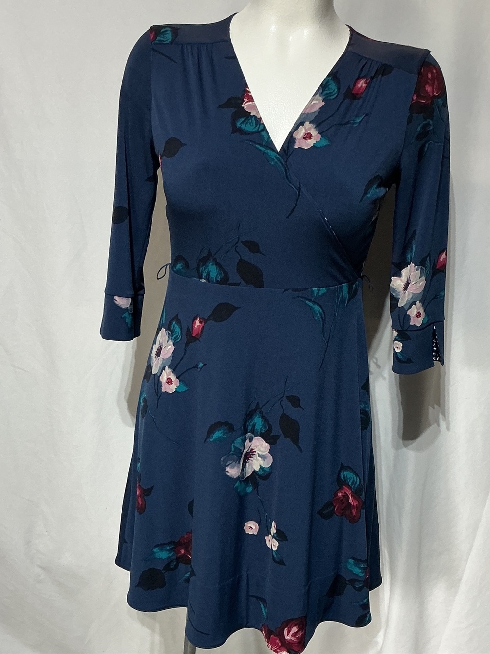 WHBM White House Black Market Floral Wrap-Style Reversible Women’s Dress Sz MP